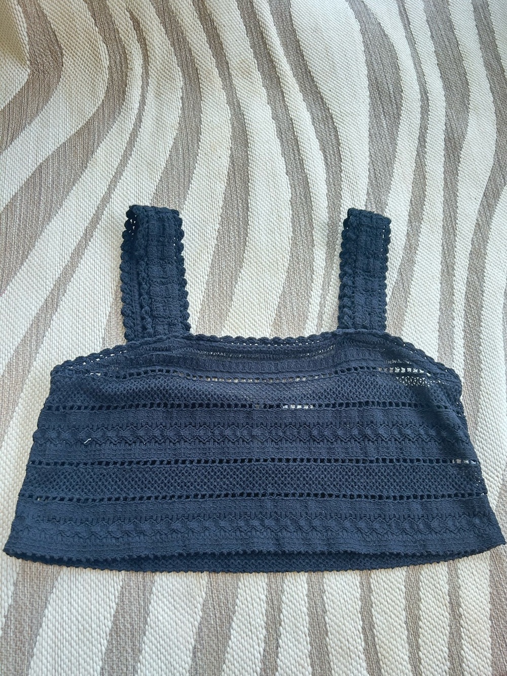 aerie Black Crochet 100% cotton Cropped Tank - Large